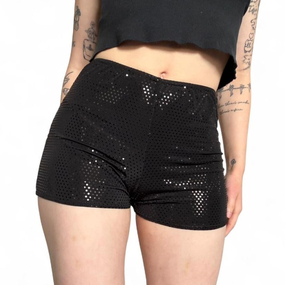 Black Sequin Spandex Shorts Rave